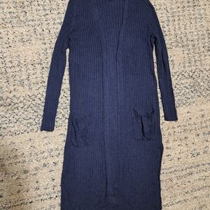 Navy Blue Women's Long Cardigan Sweater